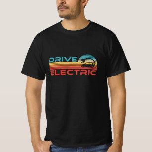 Drive Electric Vehicle EV Car Gift Retro Sunset T-Shirt