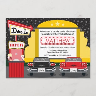Drive In Movie Party Invitation   Outdoor Movie