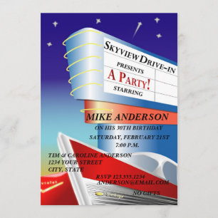 Drive-In Movie Theme Invitation