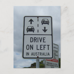 Drive On Left in Australia Sign Postcard