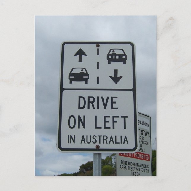 Drive On Left in Australia Sign Postcard (Front)