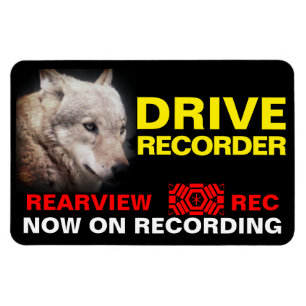 DRIVE RECORDER Warning Plate(WOLF) Magnet