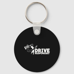 Drive Responsibly - Funny Disc Golfer Sket Swing Key Ring