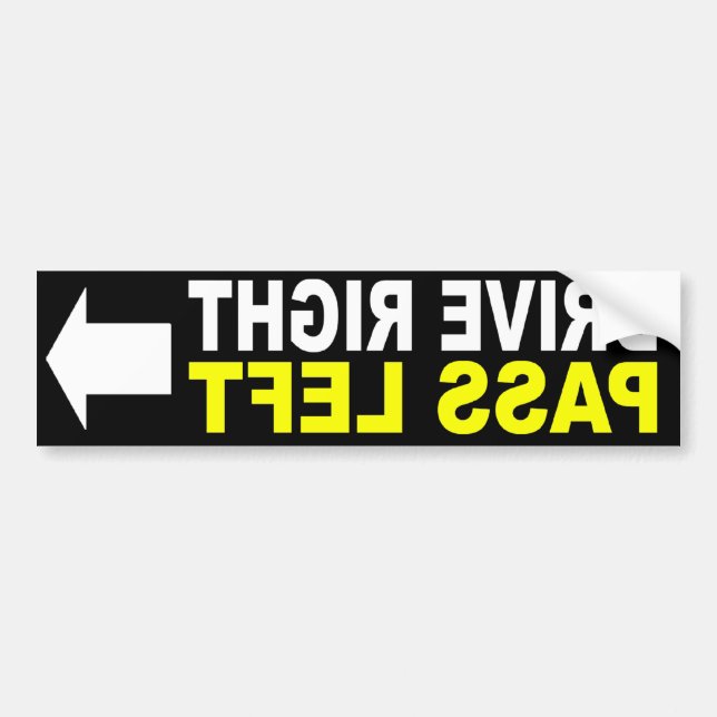 Drive Right Pass Left Front Bumper Sticker (Front)