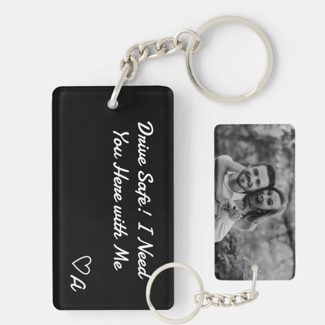 Drive Safe - Custom Photo, Message, and Initial Key Ring (Creator Uploaded)