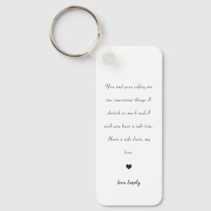 drive safe cute heart love back car keychain