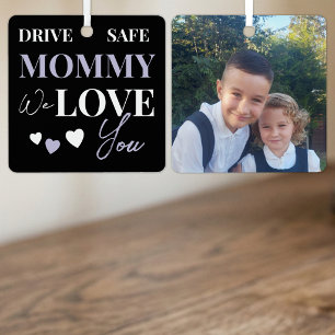 Drive Safe Mummy purple photo car ornament