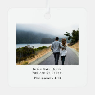 Drive Safe Philippians 4:13 Christian Photo Car Metal Tree Decoration