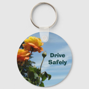 Drive Safely keychains Driving Orange Rose custom