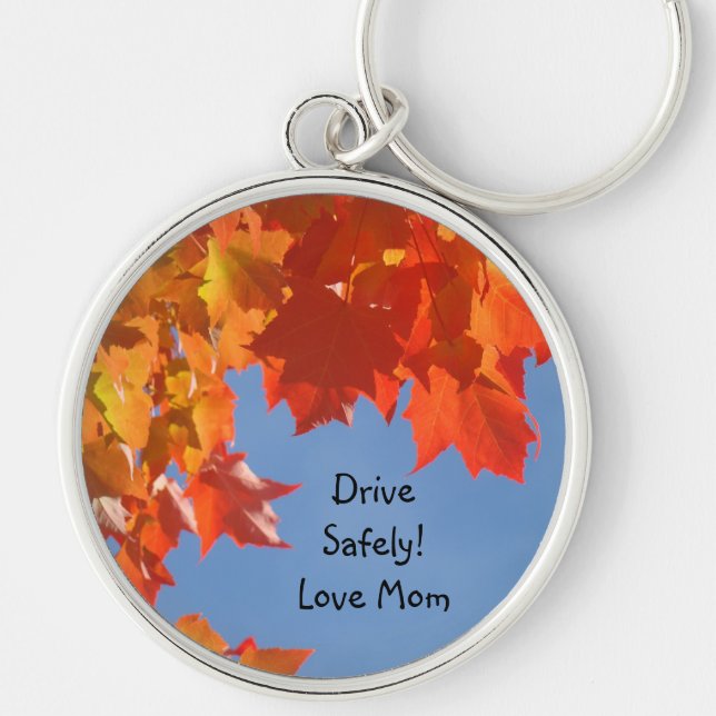 Drive Safely! Love Mum keychains Colourful Leaves (Front)