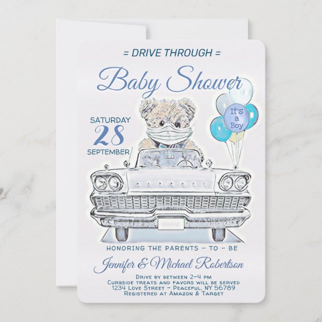 Drive Through Baby Shower for a Boy Invitation (Front)