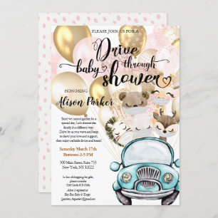 Drive Through Baby Shower Masked Safari Friends Invitation