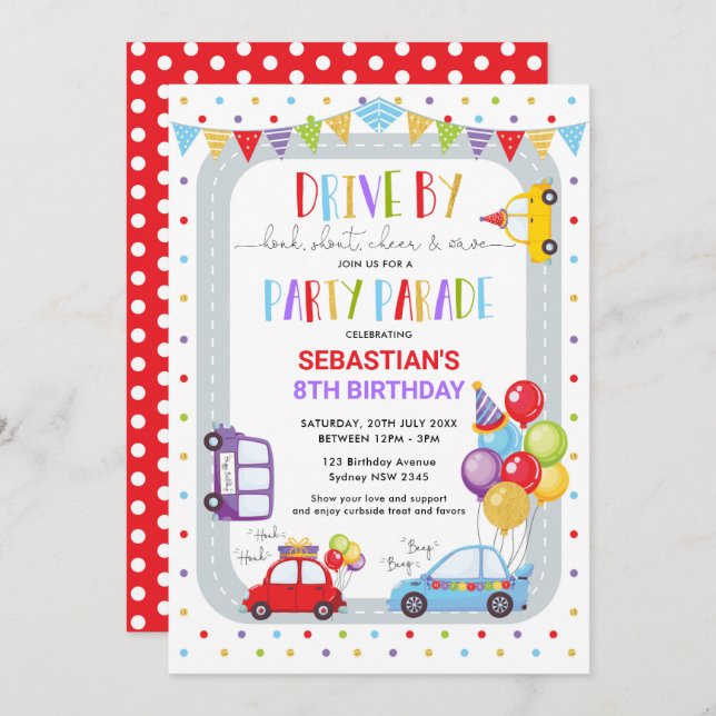 Drive Thru Birthday Parade Quarantine Party Invitation (Front/Back)