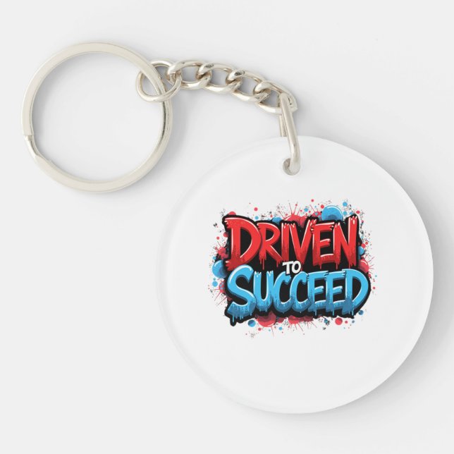 Driven to Succeed – Graffiti Car Enthusiast Key Ring (Front)
