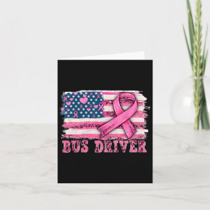 Driver American Flag Pink Ribbon Breast Cancer Awa Card