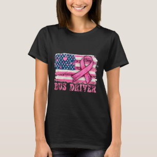 Driver American Flag Pink Ribbon Breast Cancer Awa T-Shirt
