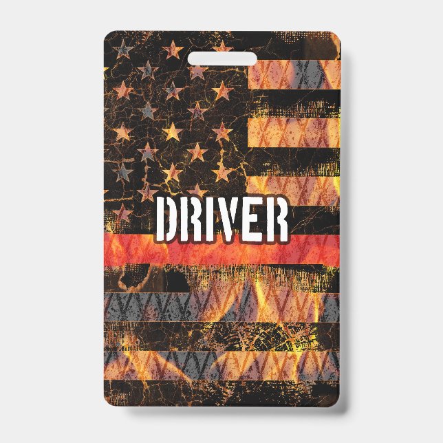 Driver Firefighter Flag ID Badge (Front)