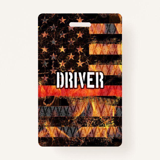 Driver Firefighter Flag ID Badge (Front)