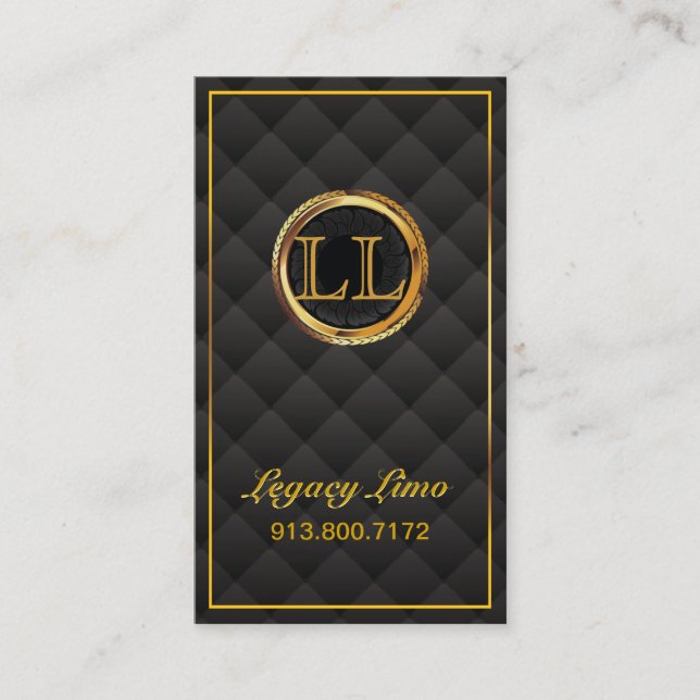 Driver Gold Initial Logo Monogram Custom Business Card (Front)