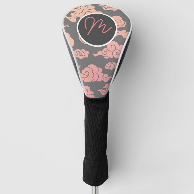 DRIVER GOLF HEAD COVER JAPANESE CLOUDS DIY INITIAL (Front)