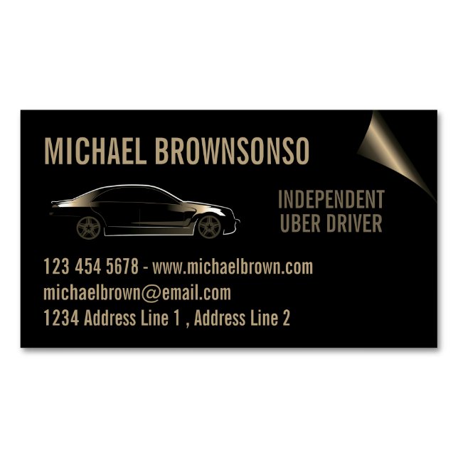 Driver Independant Car seat gold Magnetic Business Card (Front)