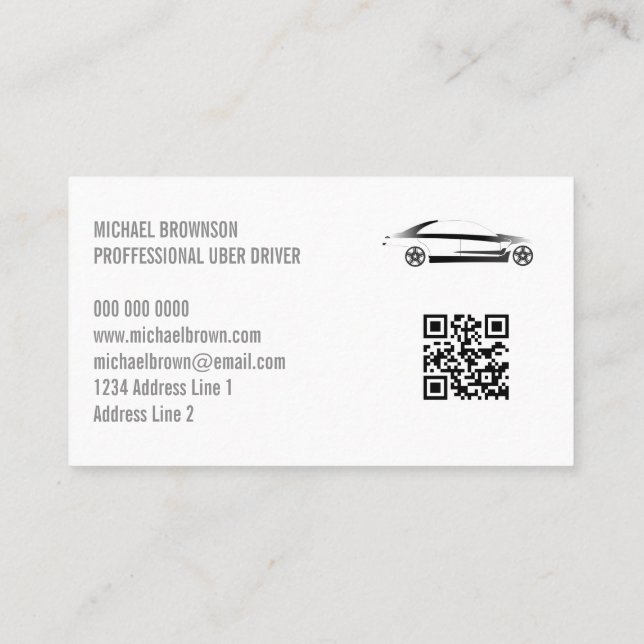 Driver Metallic Car Auto Qr Business Card (Back)