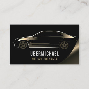 Driver Metallic Car Black gold Auto logo Business Card