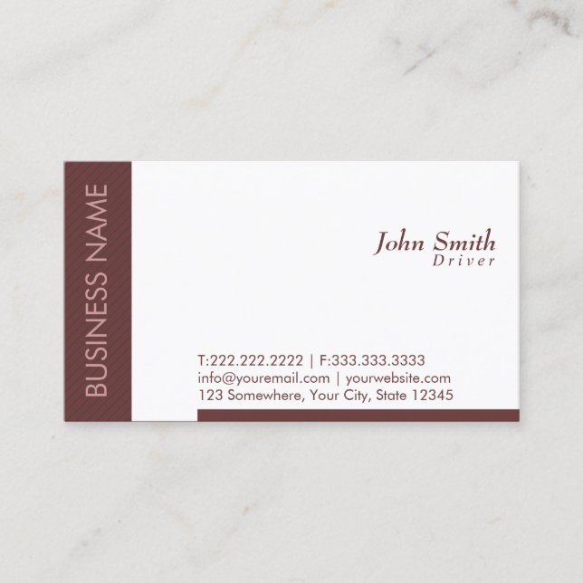 Driver Modern Brown Border Business Card (Front)