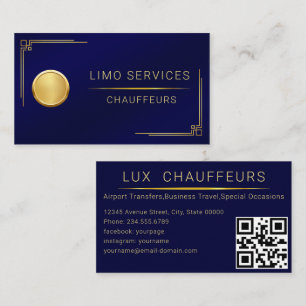 Driver Modern Gold Framed Chauffeur Business Card