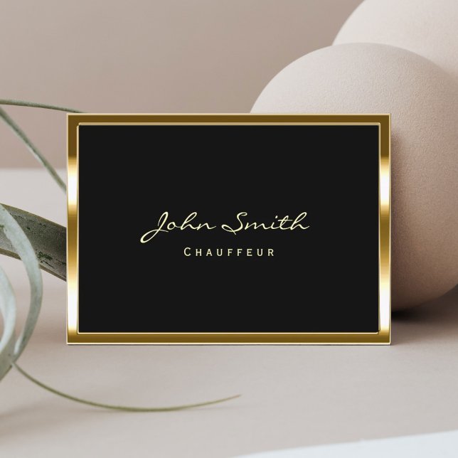 Driver Modern Gold Framed Chauffeur Business Card (Creator Uploaded)