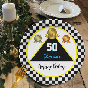 Driver / Racer medals, birthday plates, Car wheel Paper Plate