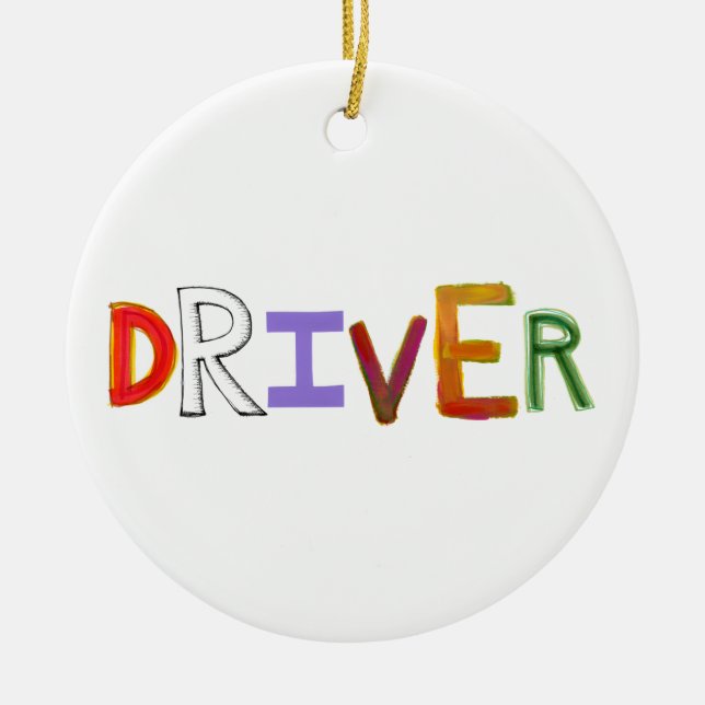 Driver word art chauffeur designated sober ceramic tree decoration (Front)