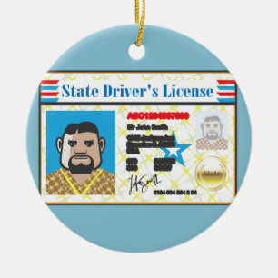 Driver's License Man photo ID vector Ceramic Tree Decoration