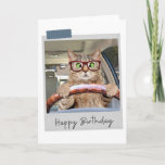 Driving Cat Funny Birthday Card<br><div class="desc">Brighten up any cat lover's birthday with this whimsical and fun feline design!</div>