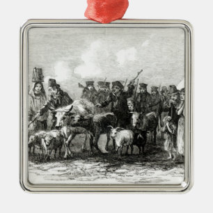 Driving Cattle for Rent Metal Tree Decoration