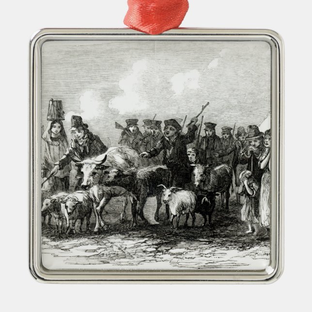 Driving Cattle for Rent Metal Tree Decoration (Front)