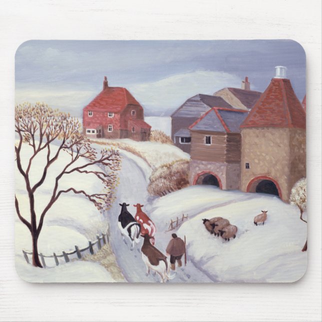 Driving Cows home in the Snow Mouse Mat (Front)