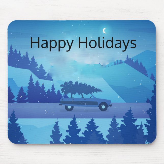 Driving down the road with a christmas tree        mouse mat (Front)