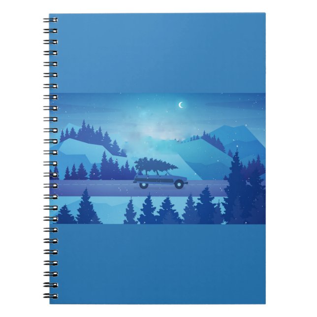 Driving down the road with a christmas tree        notebook (Front)