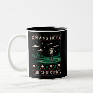 Driving Home For Christmas Golf Funny Ugly Xmas  Two-Tone Coffee Mug