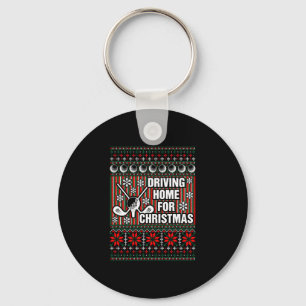 Driving Home For Ugly Christmas Golf Tshirt Key Ring