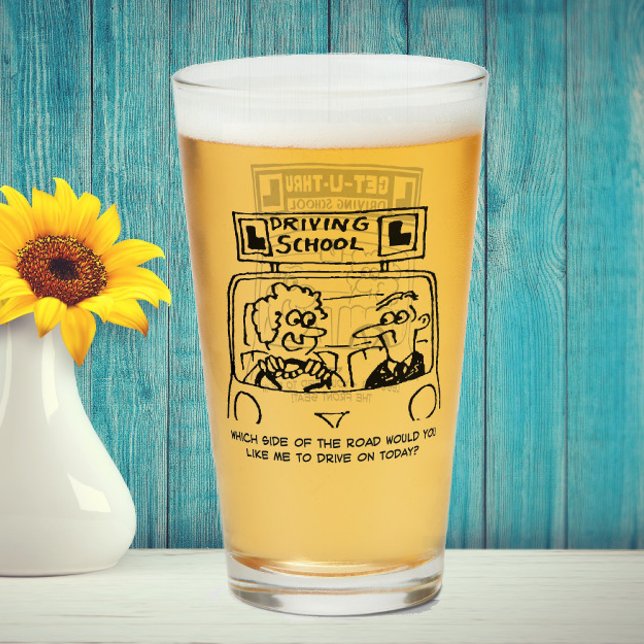 Driving Instructor Gift Driving School Cartoons Glass (Creator Uploaded)