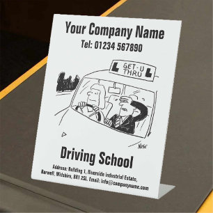 Driving Lessons Driving School Cartoon Design Pedestal Sign