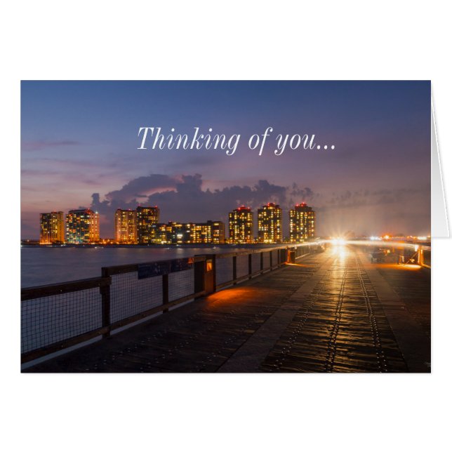 Driving On Navarre Beach Pier Thinking of you Card (Front Horizontal)