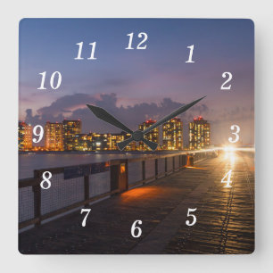 Driving On Navarre Beach Pier Wall Clock