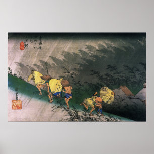Driving Rain at Shöno Utagawa Hiroshige 1833 Poster