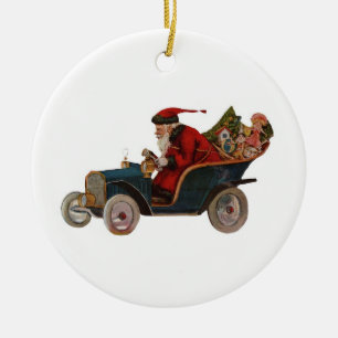 Driving Santa Ornament