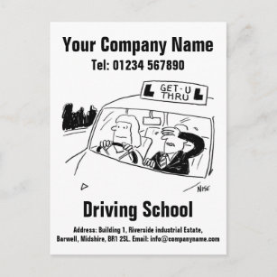 Driving School Cartoon Design to Personalise Postcard