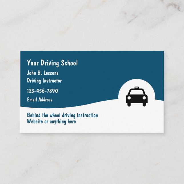 Driving School Classic Business Cards (Front)