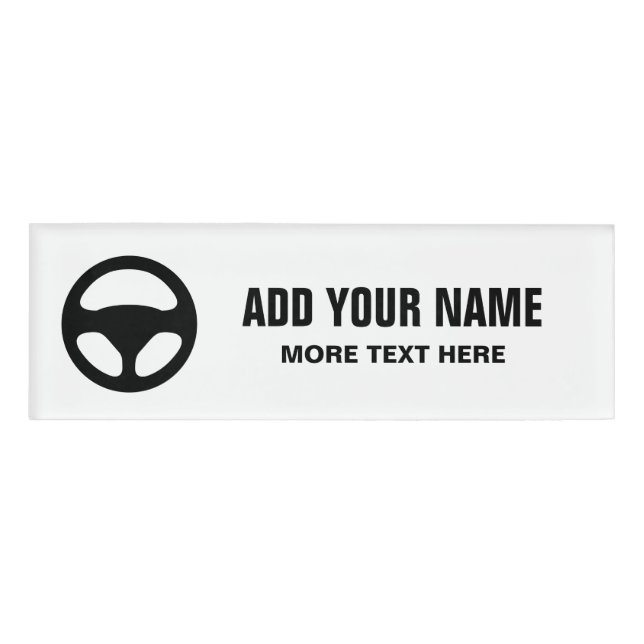 Driving school instructor magnetic name tag (Front)